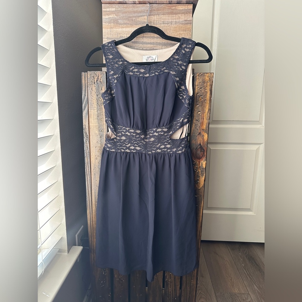 Navy with lace mini cocktail dress